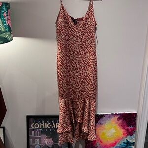 Satin leopard slip dress L
